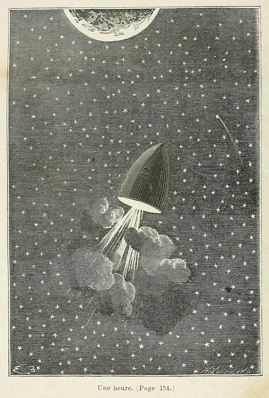 'Départ pour la Lune', illustration pour 'Autour de la Lune' de Jules Verne - Émile-Antoine Bayard